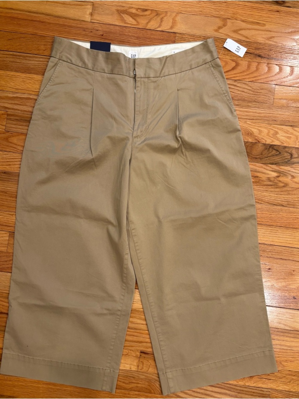 GAP Women’s Tan Pleated Chino wide leg pants